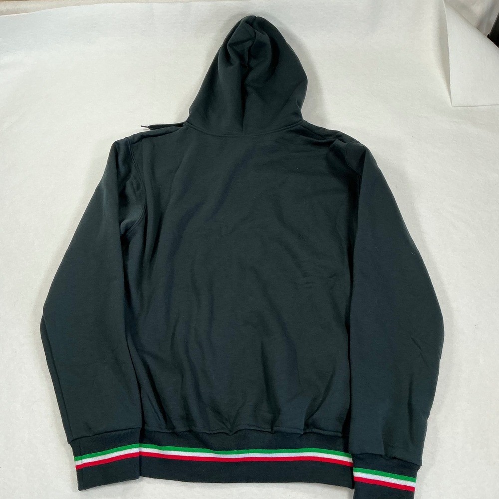 Italia Full Zip Hoodie Mens XL Black Embroidered Italy Flag Tricolor Sweatshirt - Picture 6 of 7